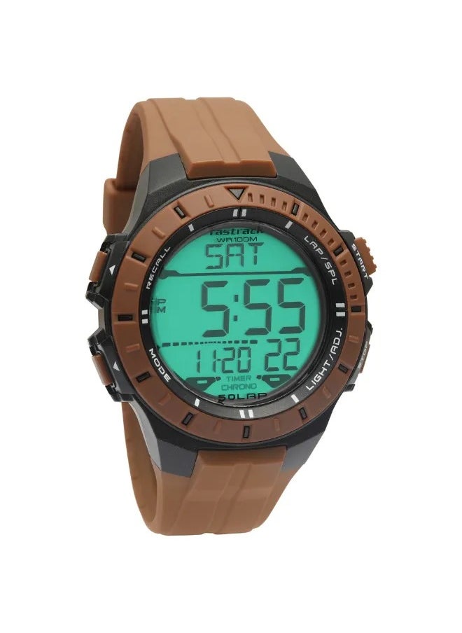 Men's Digital Round Shape Polyurethane Wrist Watch - 38067PP02 - 57 Mm