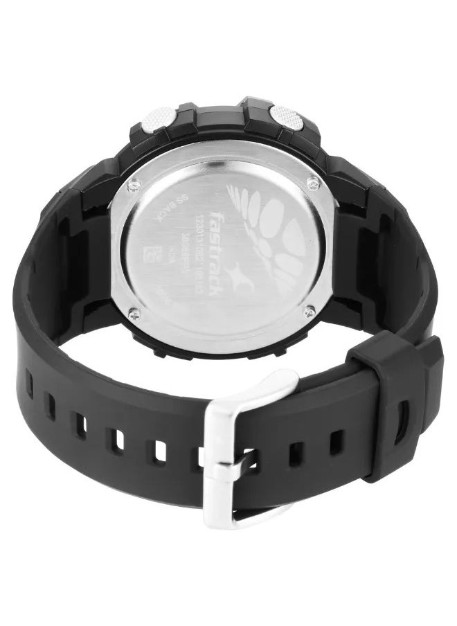 Men's Digital Round Shape Silicone Wrist Watch - 38068PP01 - 56 Mm