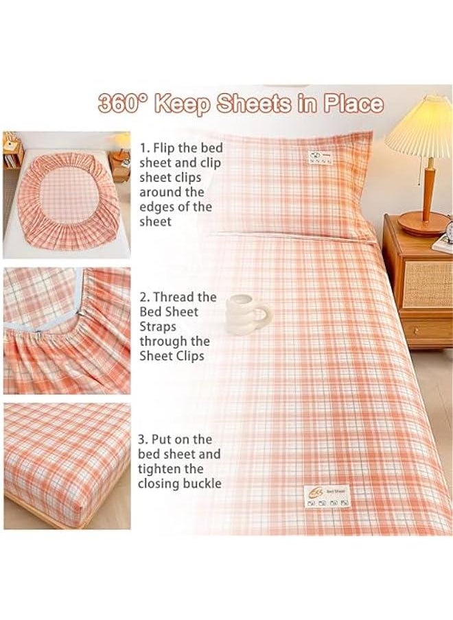 Bed Sheet Holder Straps, 360° Keep Sheets in Place, Heavy Duty Metal Switch Buckle Sheet Clips, 315 in Non-Elastic Durable Sheet Straps, Fits All Mattress Sizes and Adjustable Bed