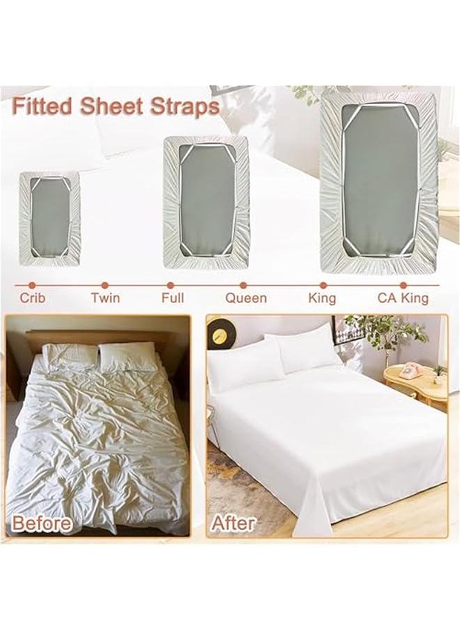 Bed Sheet Holder Straps, 360° Keep Sheets in Place, Heavy Duty Metal Switch Buckle Sheet Clips, 315 in Non-Elastic Durable Sheet Straps, Fits All Mattress Sizes and Adjustable Bed