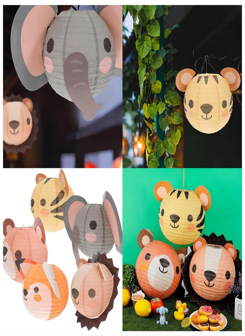 Jungle Animal Paper Lanterns - 8 Pack for Birthday Parties, Baby Showers, Home Decor, and Ceiling Decorations - Perfect for Barnyard and Farm Themed Celebrations