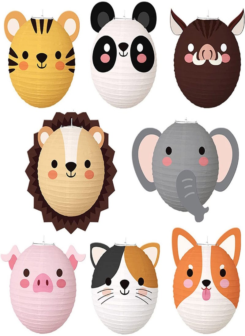 Jungle Animal Paper Lanterns - 8 Pack for Birthday Parties, Baby Showers, Home Decor, and Ceiling Decorations - Perfect for Barnyard and Farm Themed Celebrations