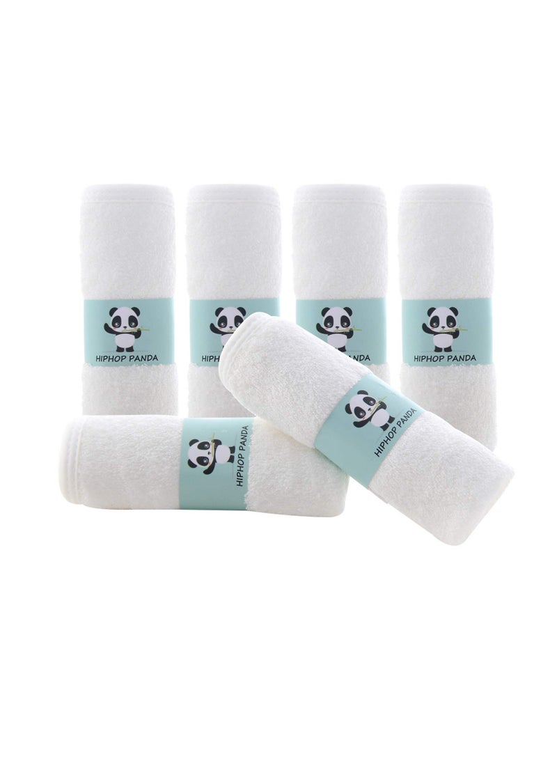 HIPHOP PANDA Baby Washcloths, Rayon Made from Bamboo - 2 Layer Ultra Soft Absorbent Newborn Bath Face Towel - Reusable Baby Wipes for Delicate Skin - White, 6 Pack