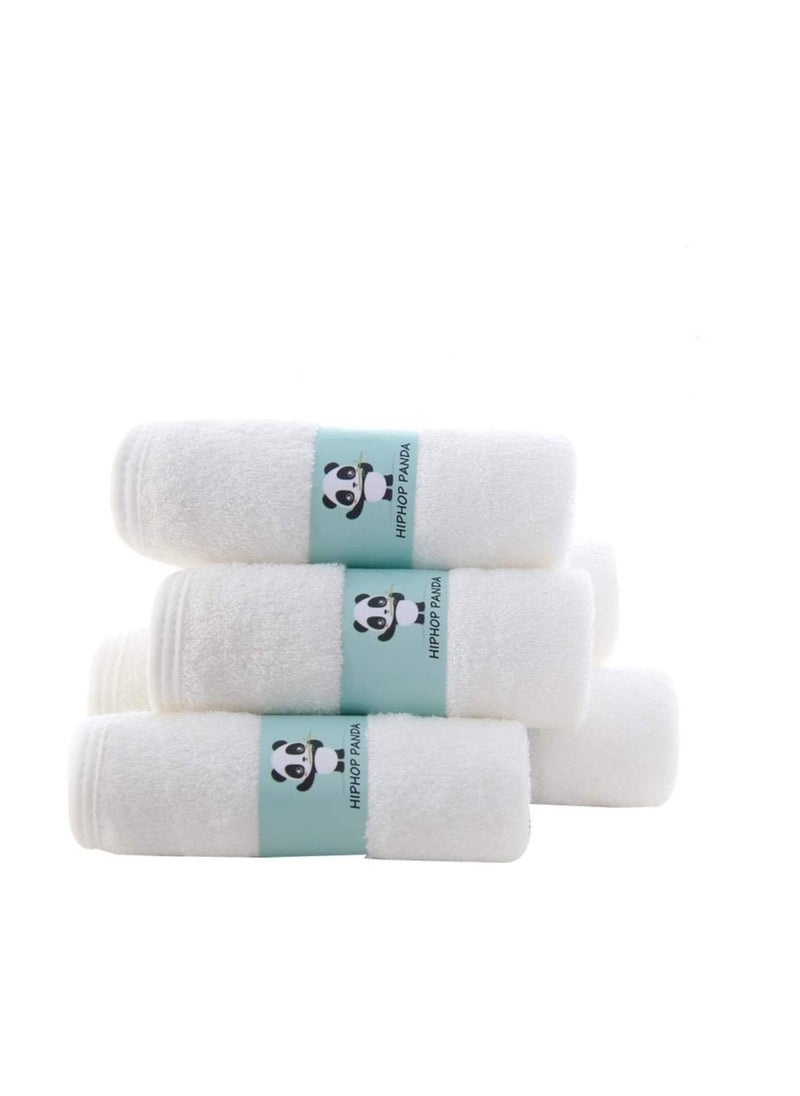 HIPHOP PANDA Baby Washcloths, Rayon Made from Bamboo - 2 Layer Ultra Soft Absorbent Newborn Bath Face Towel - Reusable Baby Wipes for Delicate Skin - White, 6 Pack