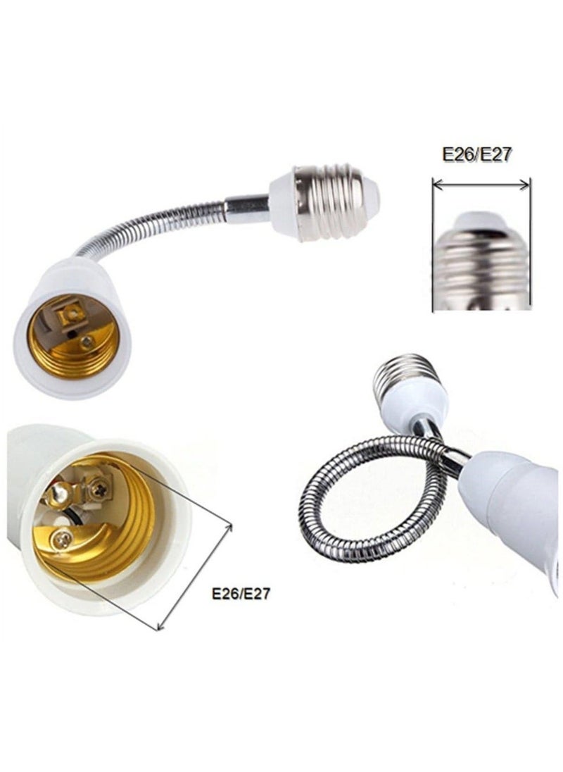 4 Pack E27 Flexible Light Bulb Socket Extender, 7.8-inch Adjustable Edison Bulb Adapter for Home Lighting Fixtures, LED Grow Light Stand