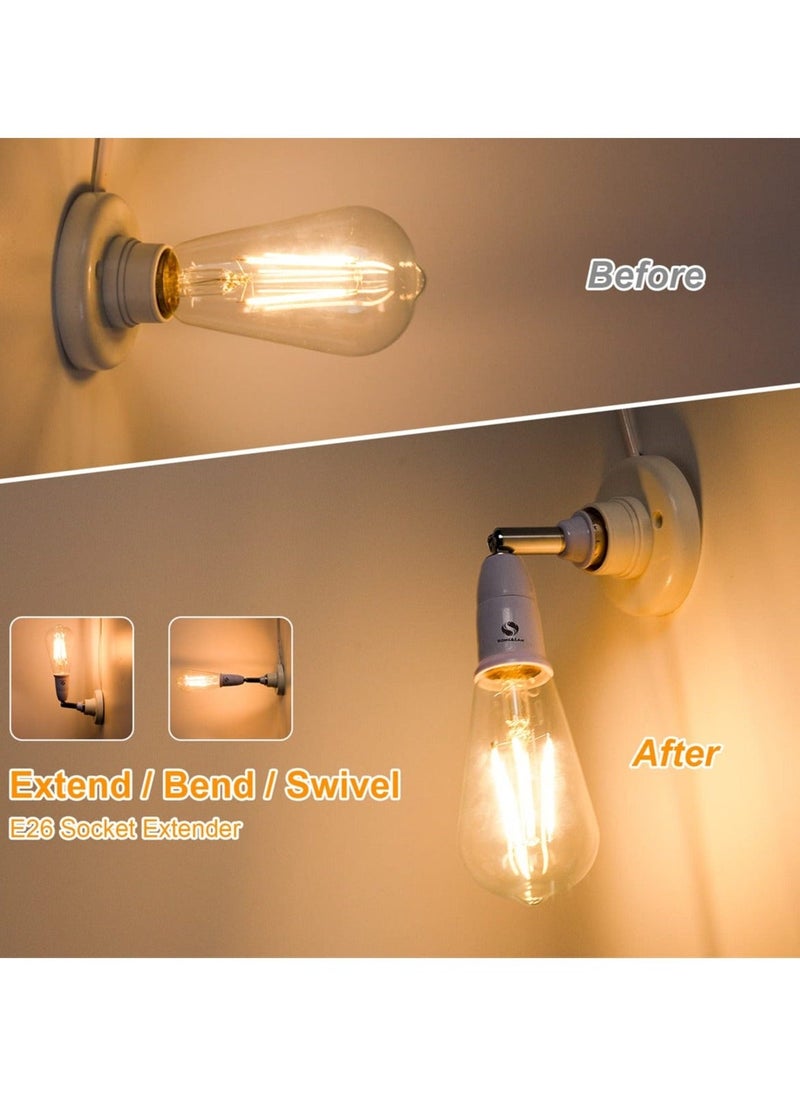 4 Pack E27 Flexible Light Bulb Socket Extender, 7.8-inch Adjustable Edison Bulb Adapter for Home Lighting Fixtures, LED Grow Light Stand