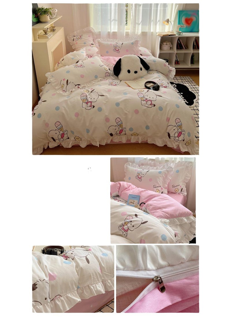 4-Piece Pochacco Cotton Comfortable Set Bed Sheet Set Children'S Day Gift Birthday Gift 200X230cm