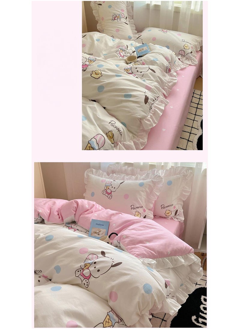 4-Piece Pochacco Cotton Comfortable Set Bed Sheet Set Children'S Day Gift Birthday Gift 200X230cm