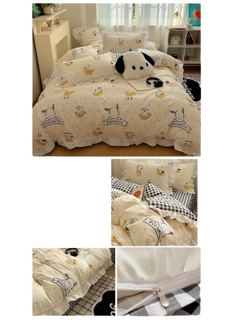 4-Piece Pochacco Cotton Comfortable Set Bed Sheet Set Children'S Day Gift Birthday Gift 200X230cm