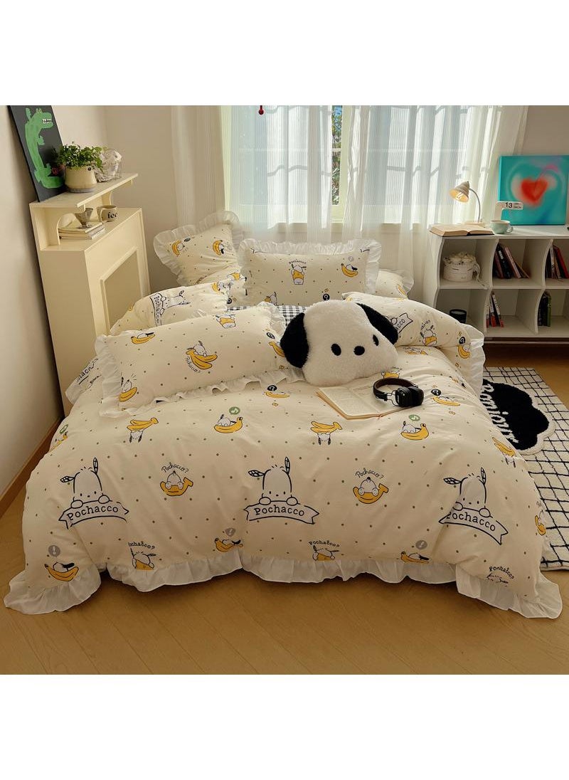 4-Piece Pochacco Cotton Comfortable Set Bed Sheet Set Children'S Day Gift Birthday Gift 200X230cm