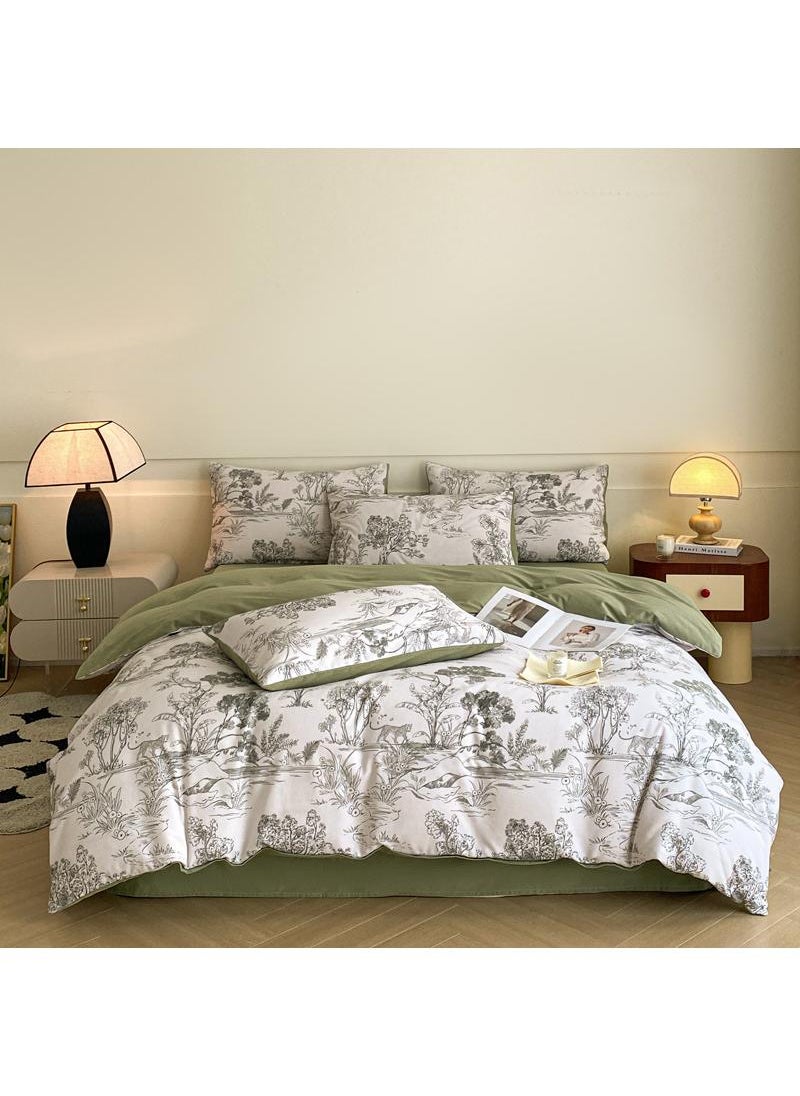 4 Pieces Cotton Comforter Sets Fits 1.5M /1.8M Double Size Bed Housewarming gift Birthday Gift