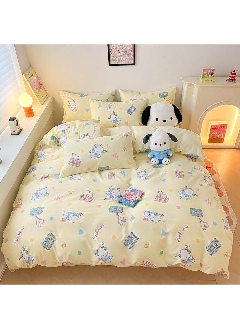 4-Piece Pochacco Cotton Comfortable Set Bed Sheet Set Children'S Day Gift Birthday Gift 200X230cm