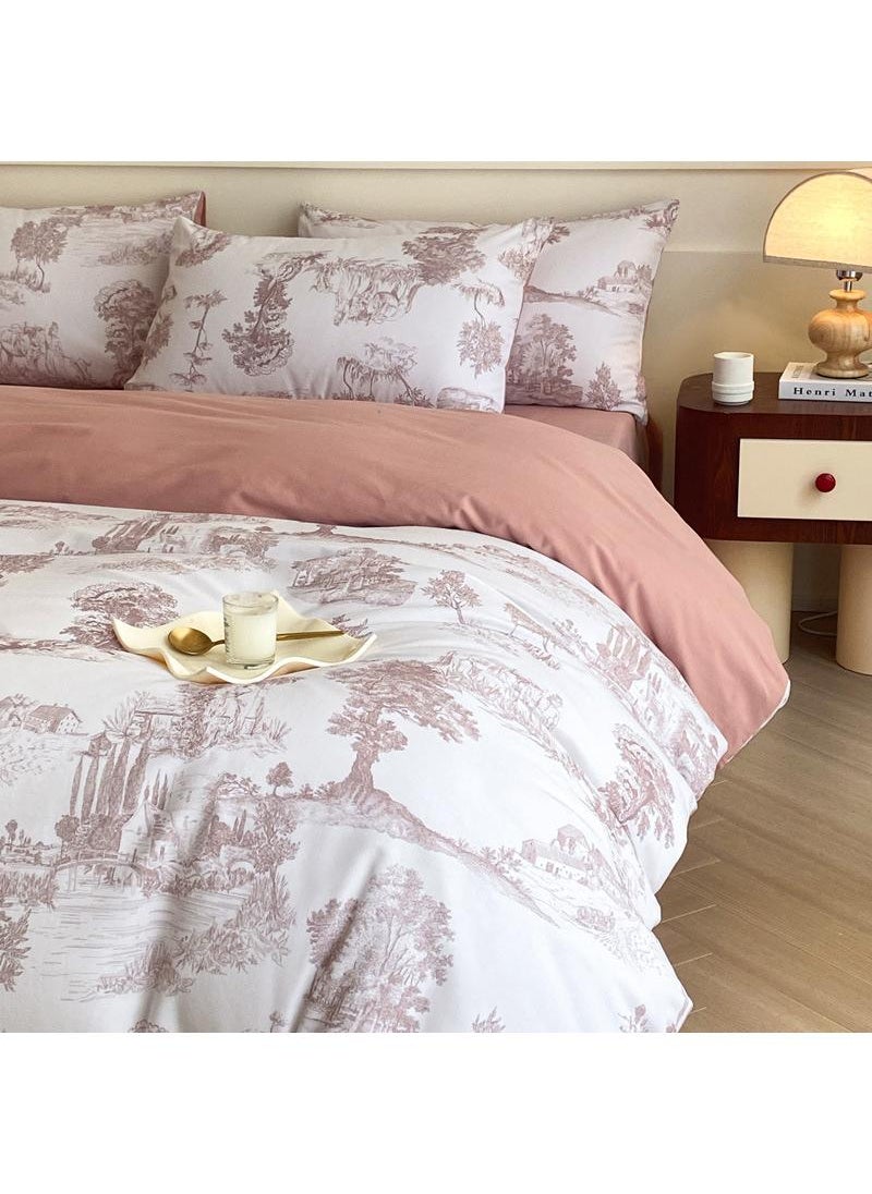 4 Pieces Cotton Comforter Sets Fits 1.5M /1.8M Double Size Bed Housewarming gift Birthday Gift