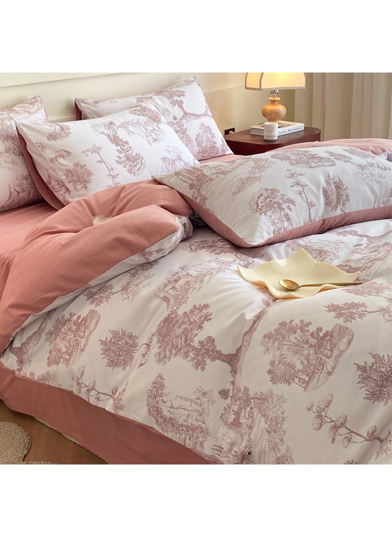 4 Pieces Cotton Comforter Sets Fits 1.5M /1.8M Double Size Bed Housewarming gift Birthday Gift