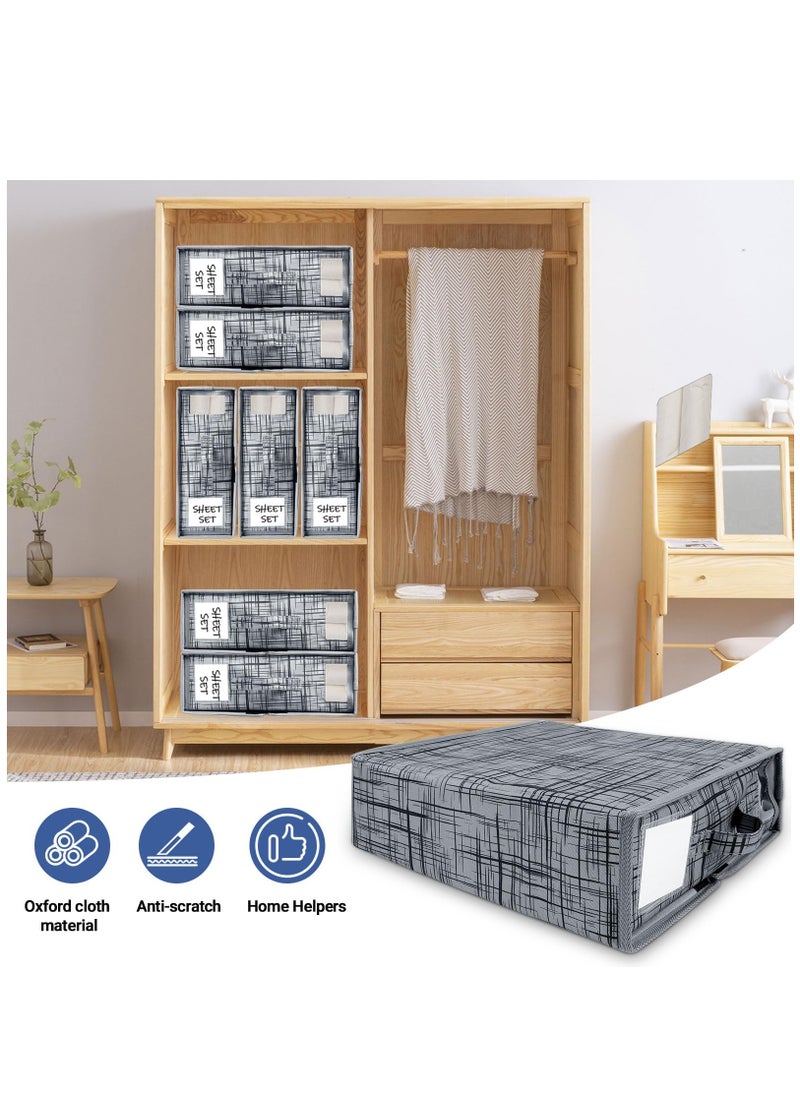Bed Sheet Set Organizer 2 Pack | Foldable Storage Box for Queen and King Sheet | Oxford Linen Closet Container Bin for Duvet Covers, Pillowcases and Bedding Clothes Blankets