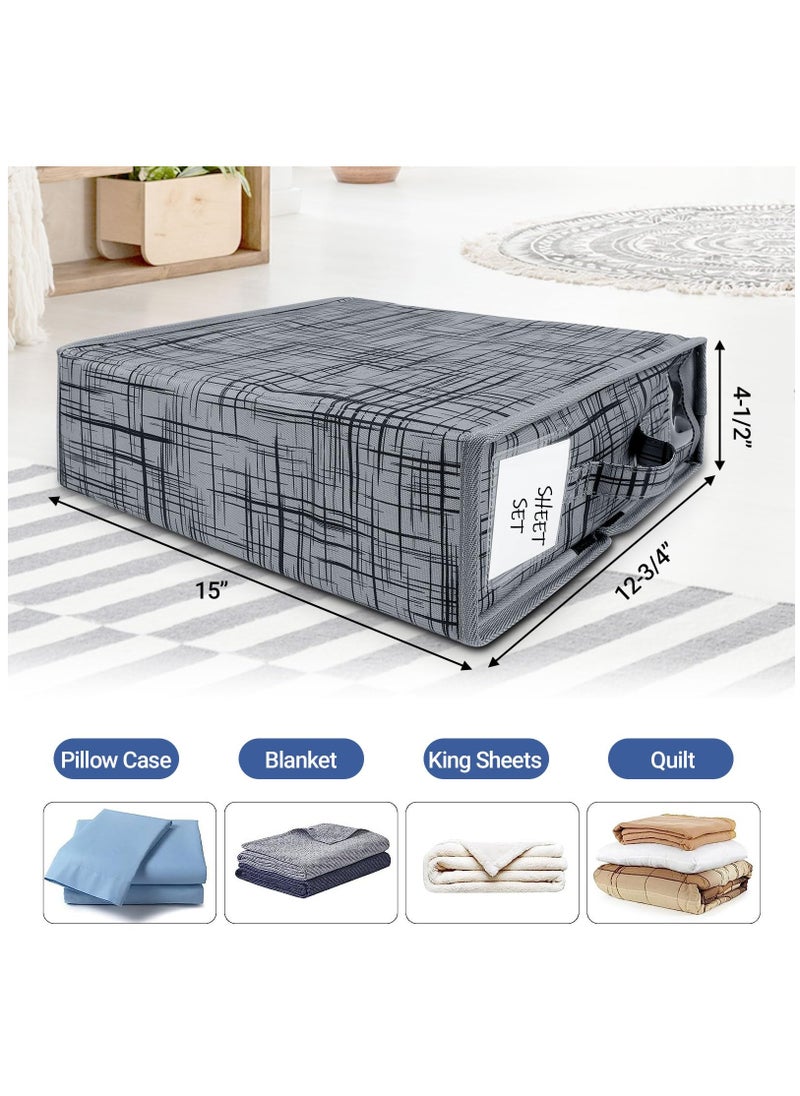 Bed Sheet Set Organizer 2 Pack | Foldable Storage Box for Queen and King Sheet | Oxford Linen Closet Container Bin for Duvet Covers, Pillowcases and Bedding Clothes Blankets