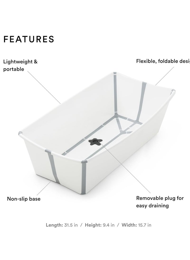 Stokke Flexi Bath X-Large, White - Spacious Foldable Baby Bathtub - Lightweight & Easy to Store - Convenient to Use at Home or Traveling - Best for Ages 0-6