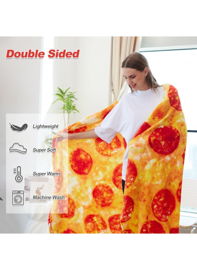 RAINBEAN 71inches Double Sided Pizza Blankets, Bed Blanket for Kids/Teens, Cool Stuff Gifts for Man and Boys, Novelty Food Wrap Blanket, Soft Blankets for Birthday Gifts White Elephant