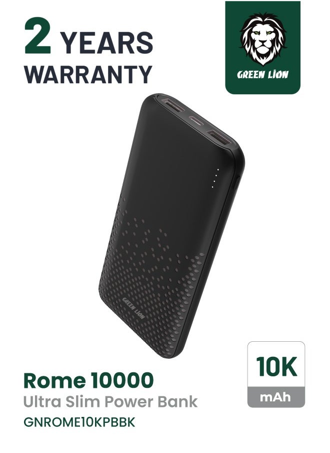 2x Rome 10000mAh Dual USB-A Power Banks / Type-C & Micro Input / Long Life Battery / Charging Protection / ABS+PC Material - Black