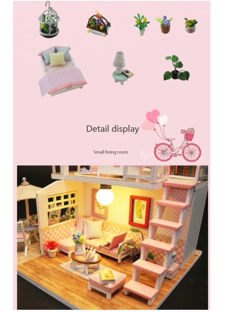 3D DIY Wooden Loft Assembly Model, Craft Miniature Dollhouse With Furniture Wooden House Room Toy Kit For Kids