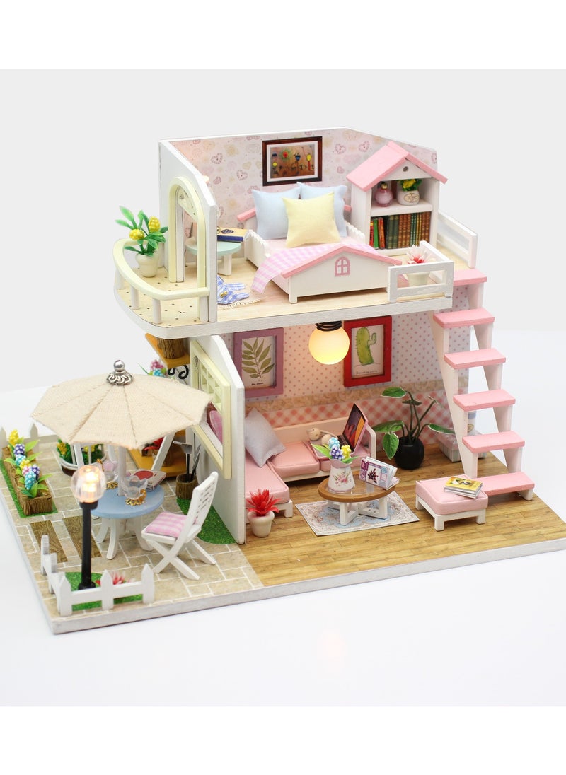 3D DIY Wooden Loft Assembly Model, Craft Miniature Dollhouse With Furniture Wooden House Room Toy Kit For Kids