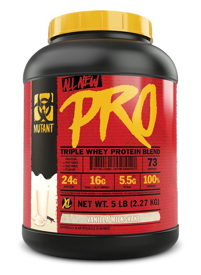 Mutant Pro, Triple Whey Protein Blend, Vanilla Milkshake, 5Lbs, 73 Servings