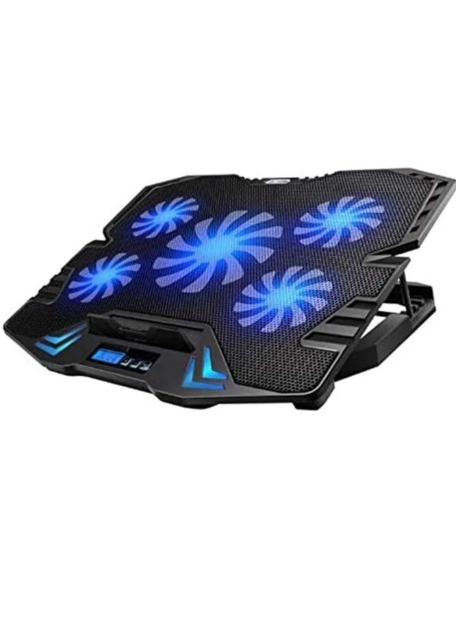 12-15.6 inch laptop Cooling Pad,cooler USB Fan with 5 cooling Fans Light Notebook Stand and Quiet Fixture for laptop