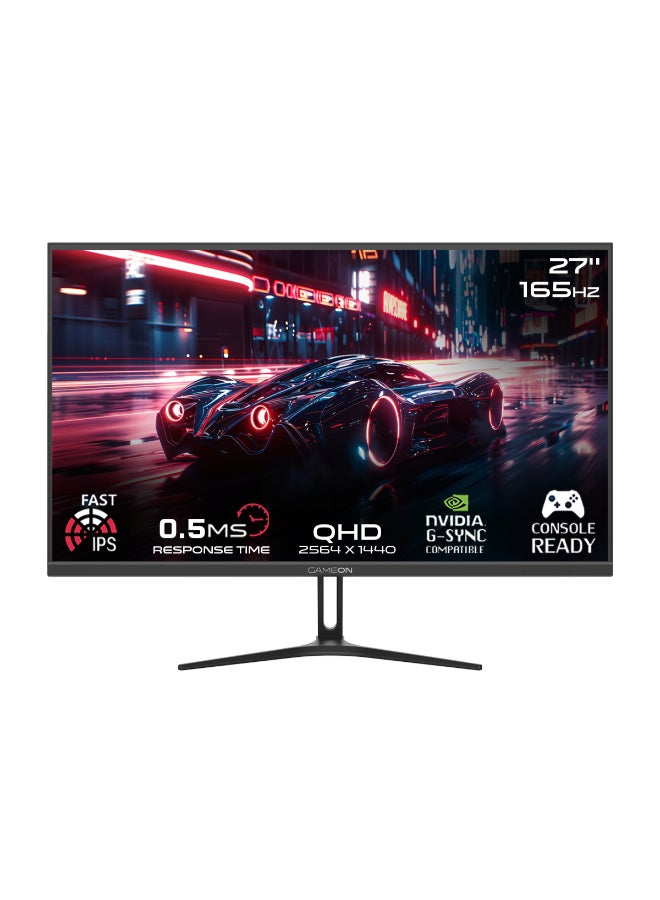 27 inch QHD, 165Hz, 0.5ms (2560x1440) 2K Flat IPS Gaming Monitor With G-Sync & FreeSync - (HDMI 2.1 Console Compatible) GOAEP27QHD165 Black