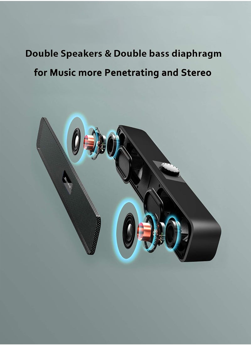 （Bluetooth）Computer Speakers with 3.5 mm Aux, Small PC Speakers Powered by USB, Wired USB Desktop Speaker, USB Soundbar for Monitor, Mini Stereo Speaker for PC, Tablets, Laptop, Plug and Play