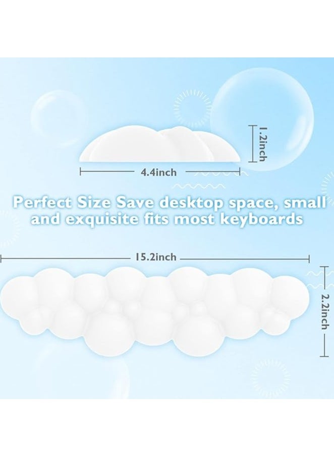 Cloud Mouse Pad Wrist Support Keyboard Wrist Rest Set with Ergonomic Memory Foam,Non-Slip Base,Cloud Coasters for Home,Office,Laptop,Desktop Computer,Easy Typing Pain Relief- White