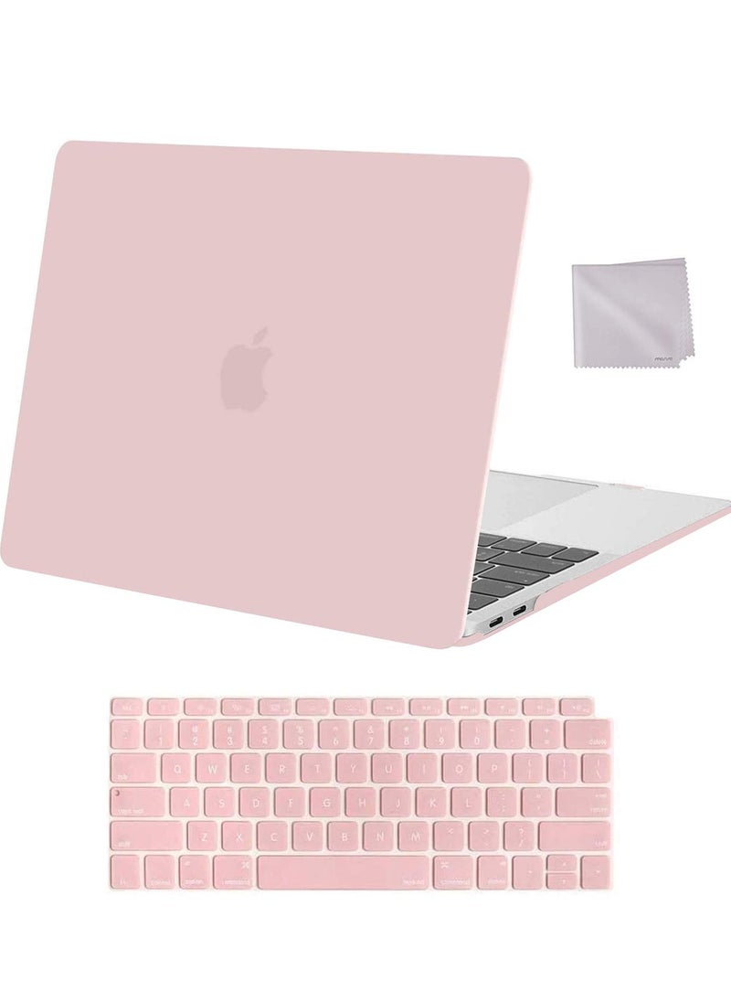 Compatible with MacBook Air 13 inch Case 2022 2021 2020 2019 2018 Release A2337 M1 A2179 A1932 Retina Display with Touch ID, Plastic Hard Shell Case & Keyboard Cover & Wipe Cloth, Rose Quartz