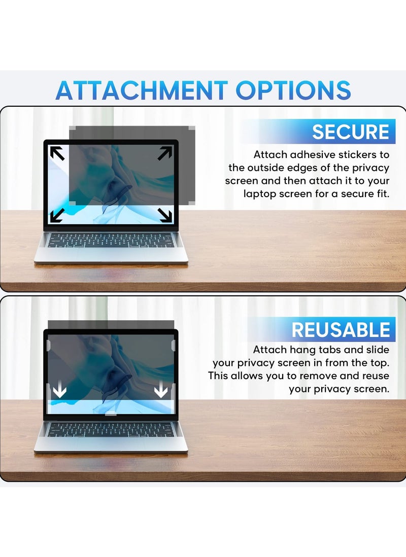 Laptop Privacy Screen 14 Inch for Lenovo/HP Envy/Dell/Acer/Asus/Thinkpad, 16:9 Aspect Removable Anti Glare Blue Light Privacy Screen Filter, Computer Monitor Security Shield 14 In