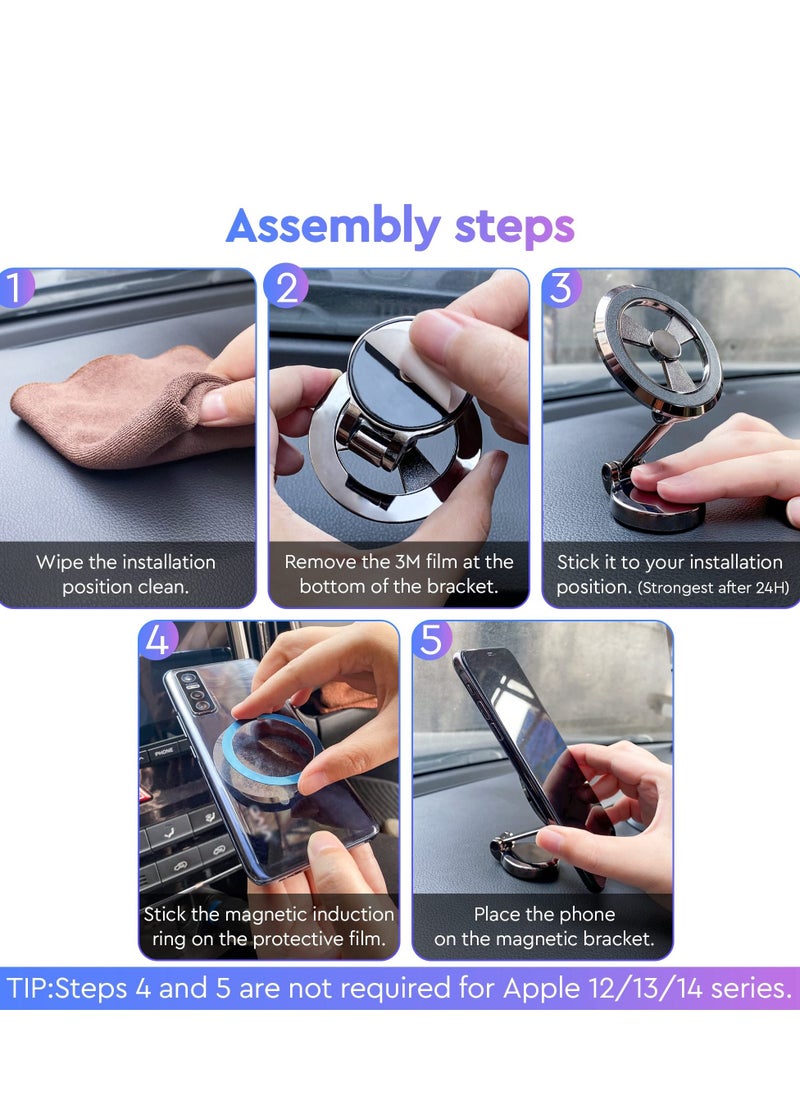 Magnetic Car Phone Holder, Magnetic Phone Holder for Car Dashboard, Air Vent Cell Phone Holder, Compatible with MagSafe Car Mount, Adjustable Phone Mount for iPhone 14 13 12 Pro Max Plus