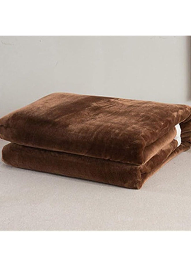 Pure Color Lamb Cashmere Fleece Blanket, Universal In All Seasons, Double-sided Plush Blanket for Sofa and Camping, 100cm/120cm-0.6kg, ((Coffee color)