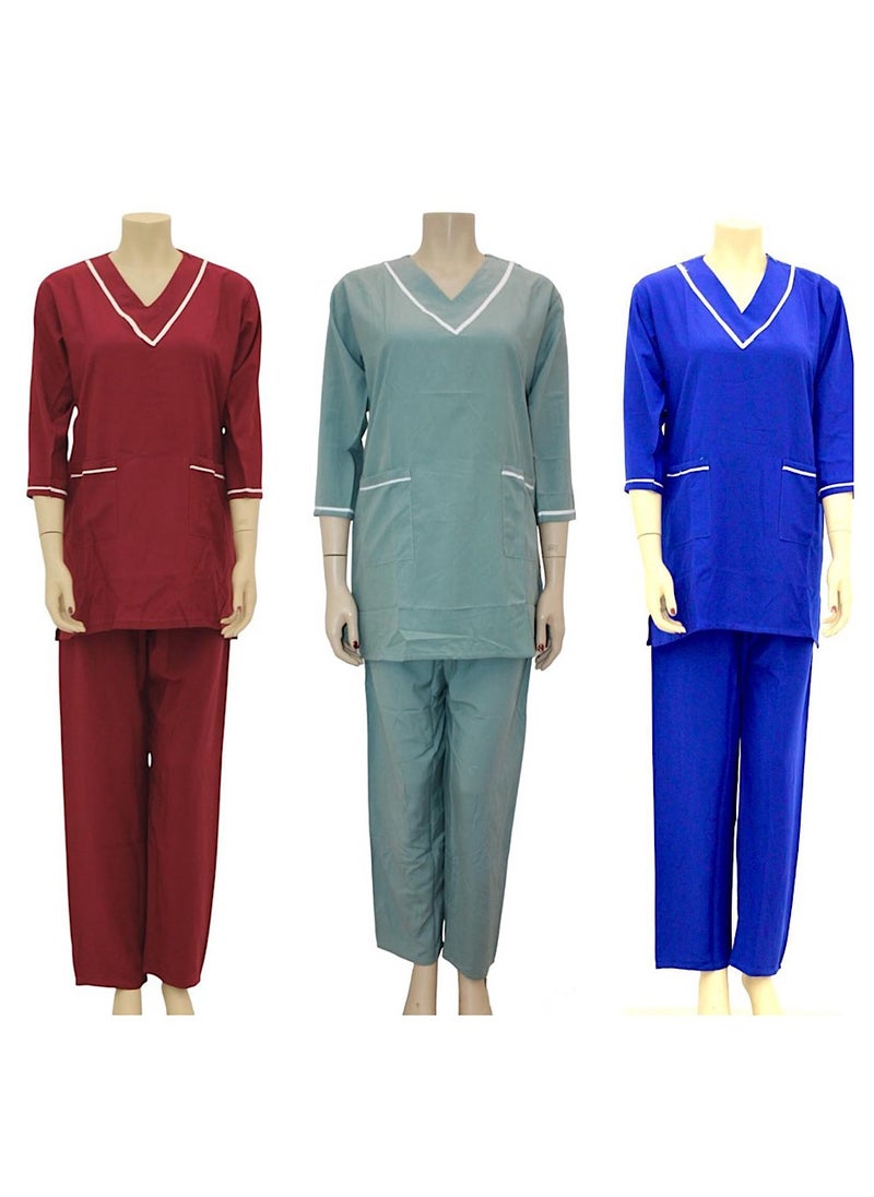 Housemaid Uniform Maid & Nanny Scrub Suit 3 piece set