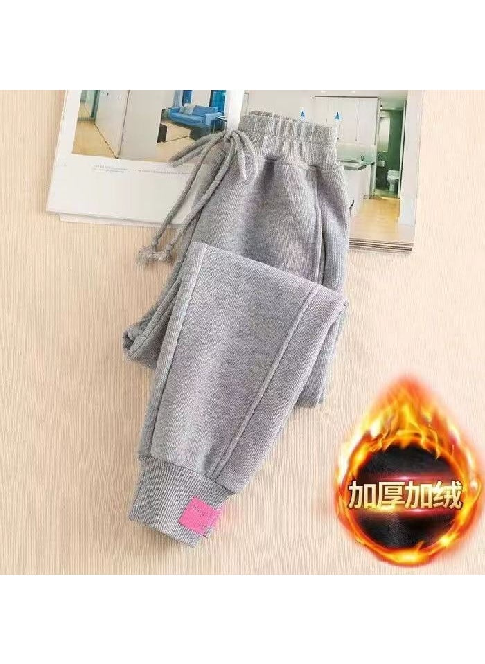 Thickened Fleece Sports Pants Women Autumn Winter Casual Plus Size Black