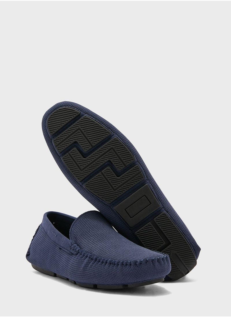 Perforated Suede Loafers