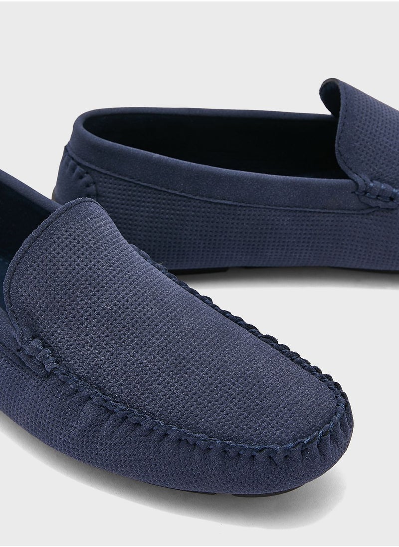 Perforated Suede Loafers