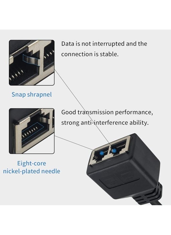 RJ45 Splitter Ethernet, RJ45 Ethernet Port Splitter, RJ45 1 Male to 2 Female Adapter for Ethernet Cat 5/CAT 6 LAN Ethernet Cable Extender Surf Online at The Same time 30cm (2 Pcs)