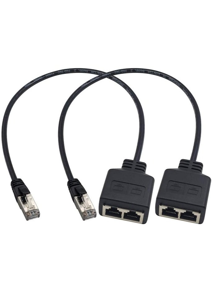 RJ45 Splitter Ethernet, RJ45 Ethernet Port Splitter, RJ45 1 Male to 2 Female Adapter for Ethernet Cat 5/CAT 6 LAN Ethernet Cable Extender Surf Online at The Same time 30cm (2 Pcs)