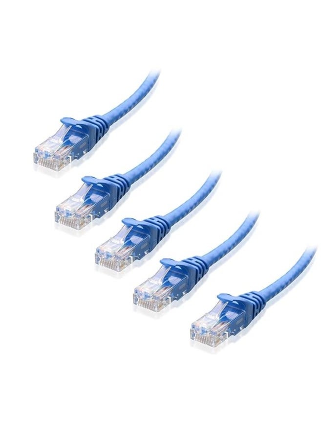 Divine 5-Pack, Cat6 Snagless Ethernet Patch Cable in Pack of 5 (Blue/White/Red/Green/Purple) 3 Feet (1M) 100% Copper Cable (Blue) with Free 10pcs White Cable Tie