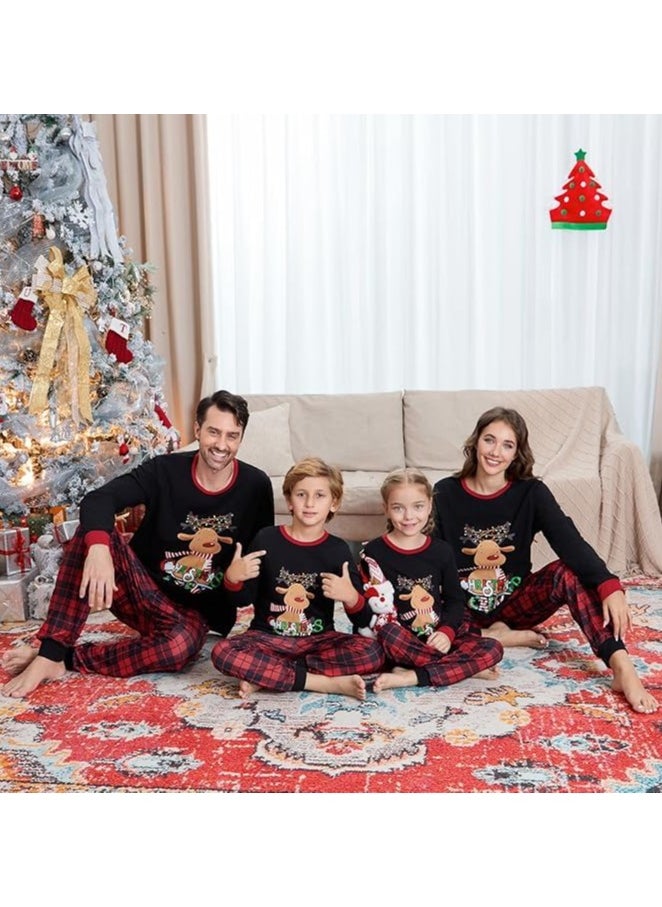 Christmas Family Matching Pajamas Classical Nightwear Sleepwear Sets Long Sleeve Pjs for for Adults Kids and Baby Holiday Xmas Sleepwear Set (Men)