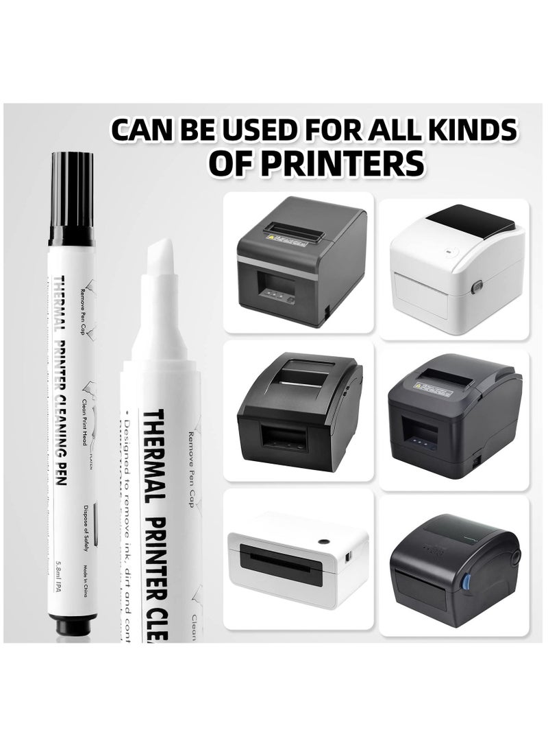 Thermal Printer Cleaning Pen, Universal Printer Printhead Cleaning Pen Cleaning Kit, Thermal Print Head Cleaning Pen for Card Printer Thermal Printer, 12 Pcs