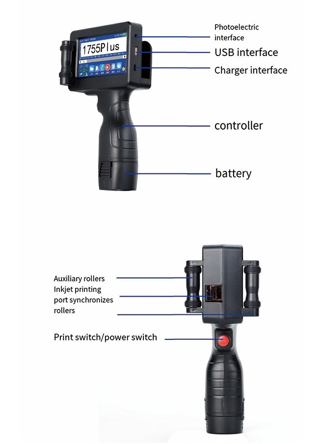 12.7mm Expiry Date Handheld Inkjet Printer with 28 Languages - 4.3-Inch Touch Screen, High-Resolution Printing