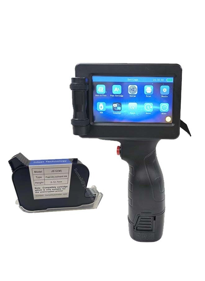 12.7mm Expiry Date Handheld Inkjet Printer with 28 Languages - 4.3-Inch Touch Screen, High-Resolution Printing