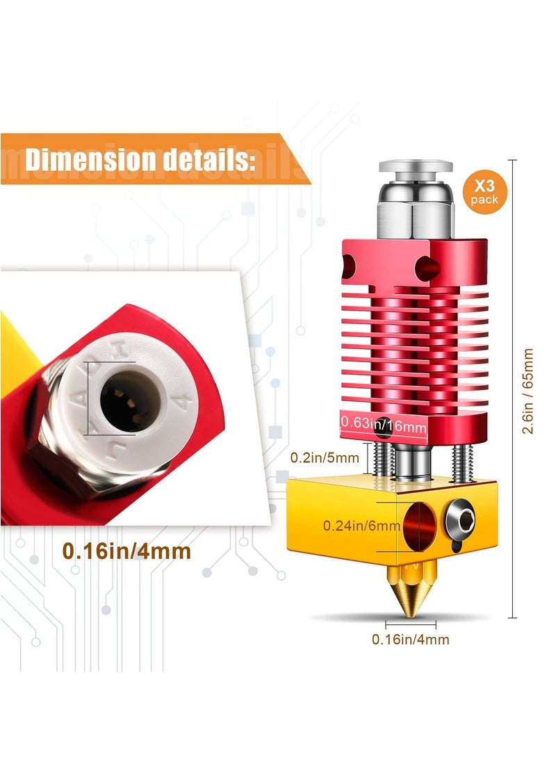 Metal Hotend 3D Printer Nozzles, Hardened Steel Tool High Temperature Pointed Wear, Resistant with CR-10 / CR10 / CR10S / Ender 2 / Ender 3 Ender 5 Printers