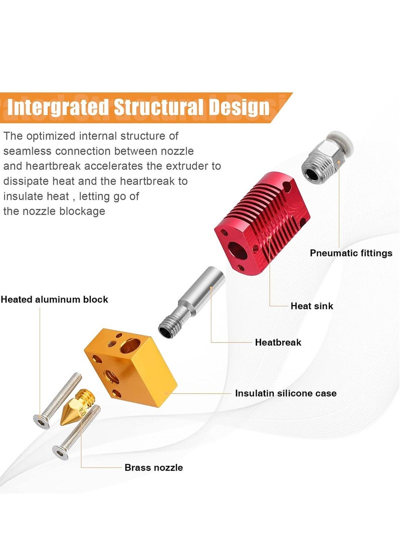 Metal Hotend 3D Printer Nozzles, Hardened Steel Tool High Temperature Pointed Wear, Resistant with CR-10 / CR10 / CR10S / Ender 2 / Ender 3 Ender 5 Printers