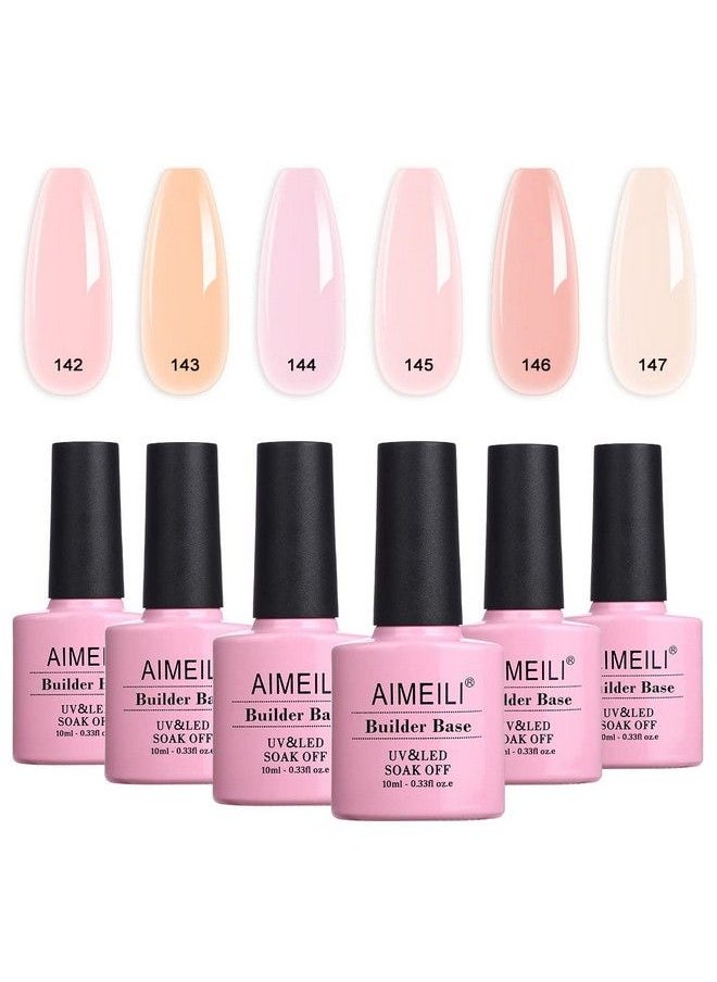 Sheer Color Builder Base Gel For Nails No Need Slip Solution Builder Extension Soak Off Nude Pink Gel Nail Polish 6Pcs X 10Ml Kit Set 35