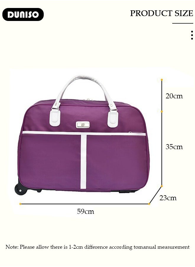 2 in 1 Suitcase for Men and Women, Large Capacity Hand Luggage Bag with Adjustable Pull Rod Portable Trolley Luggage Bag Travel Duffel Bag Multi-pocket Trolley Carry on Bag for Business Travel