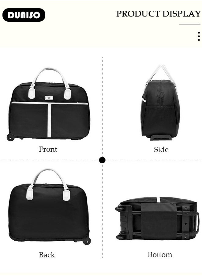 2 in 1 Suitcase for Men and Women, Large Capacity Hand Luggage Bag with Adjustable Pull Rod Portable Trolley Luggage Bag Travel Duffel Bag Multi-pocket Trolley Carry on Bag for Business Travel